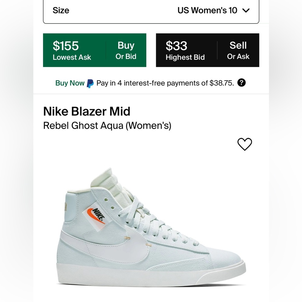 Nike Blazer Mid Rebel - Aqua - Women’s 10 - worn once